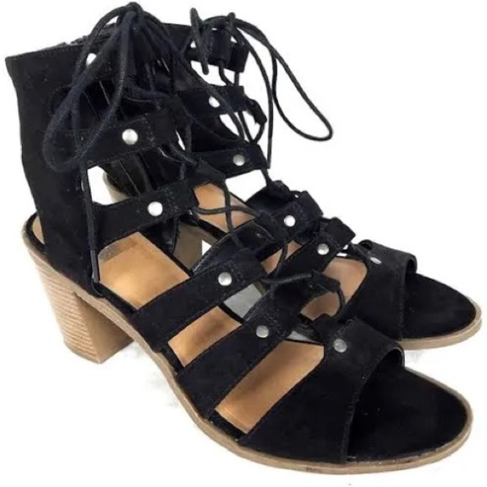 Dolce Vita Black Lace Up Heels - Picture 3 of 5